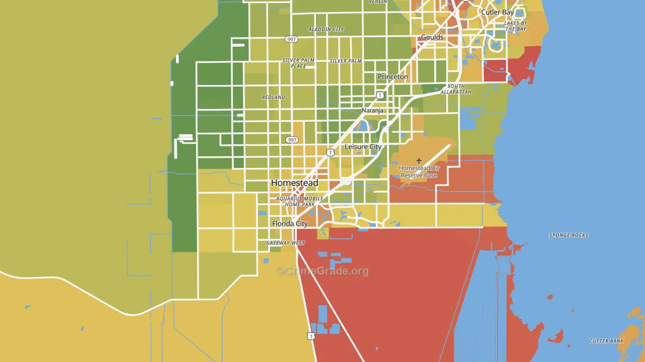 Homestead, FL Map of Vehicle Theft Rates