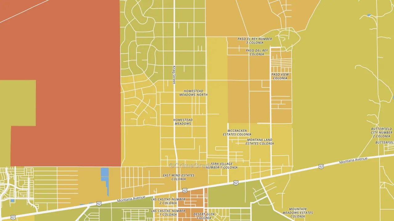 Homestead Meadows North, TX Map of Vehicle Theft Rates