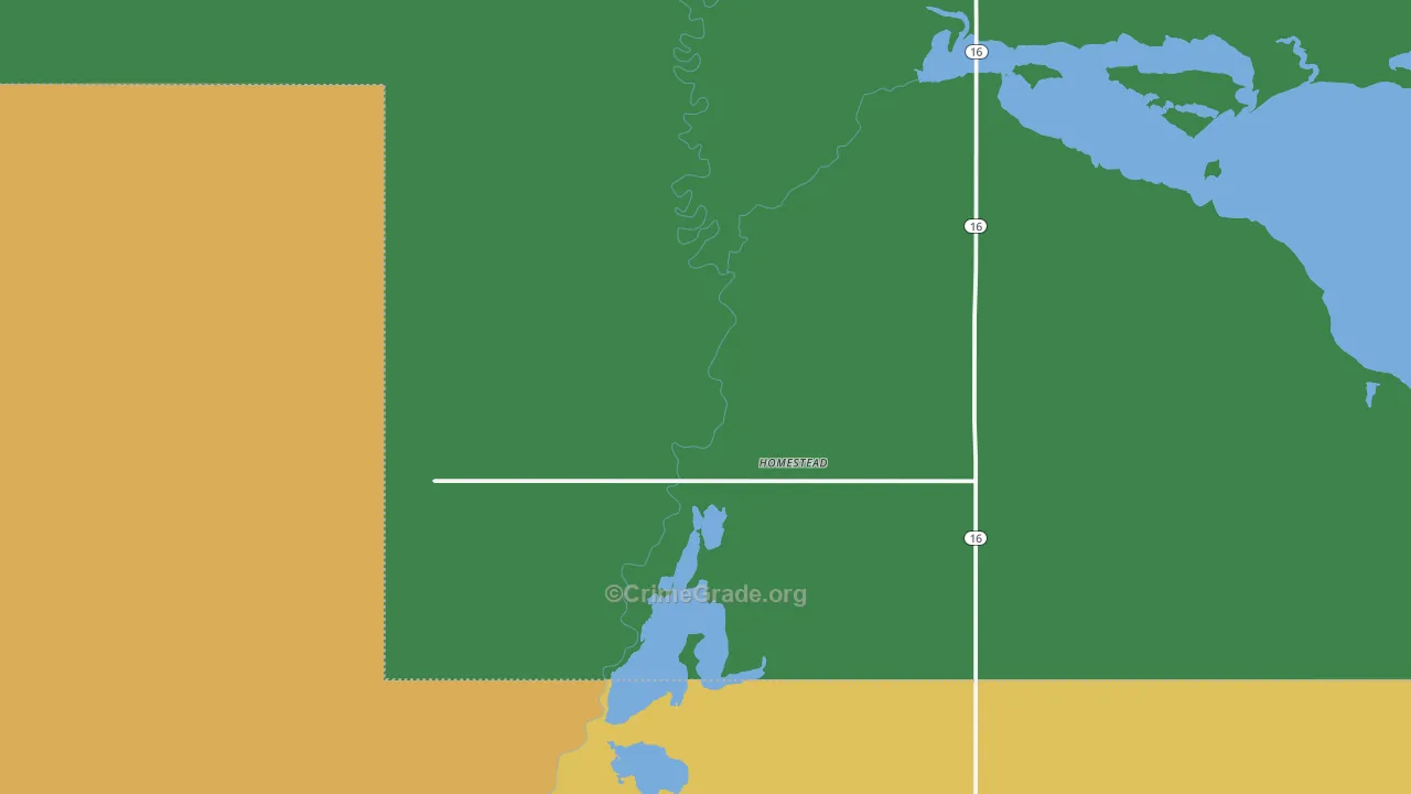 Homestead, MT Map of Vehicle Theft Rates