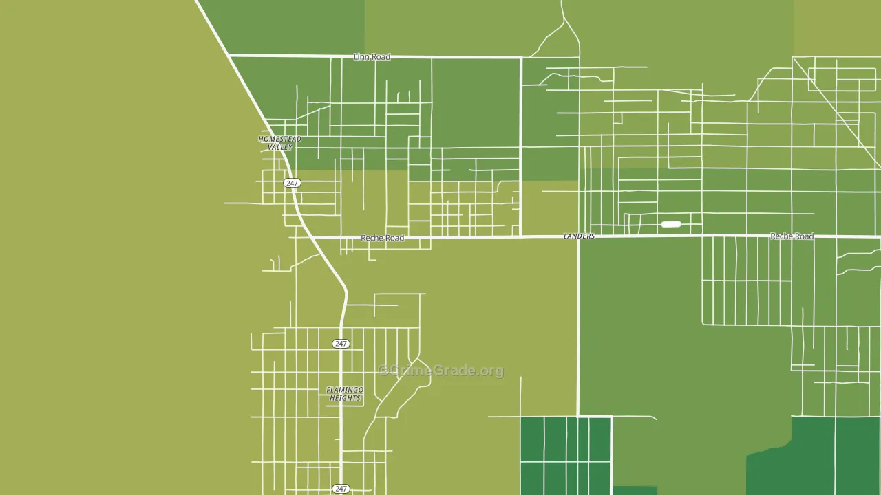 Homestead Valley, CA Map of Vehicle Theft Rates