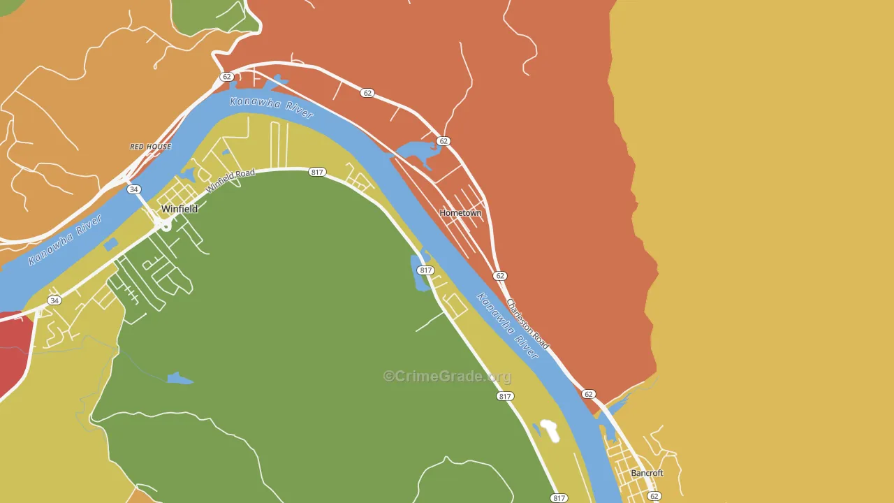 Hometown, WV Map of Vehicle Theft Rates