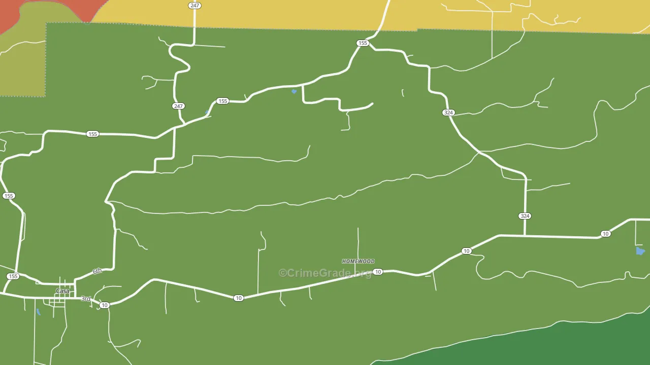 Homewood, AR Map of Vehicle Theft Rates