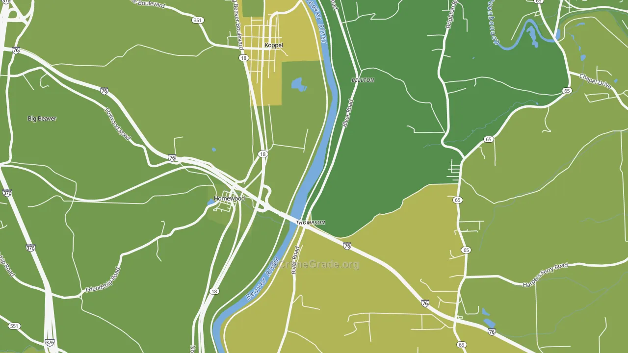 Homewood, PA Map of Vehicle Theft Rates