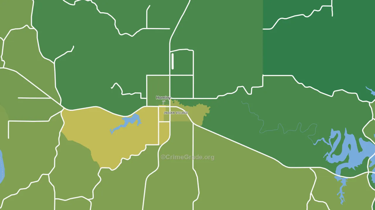 Hominy, OK Map of Vehicle Theft Rates