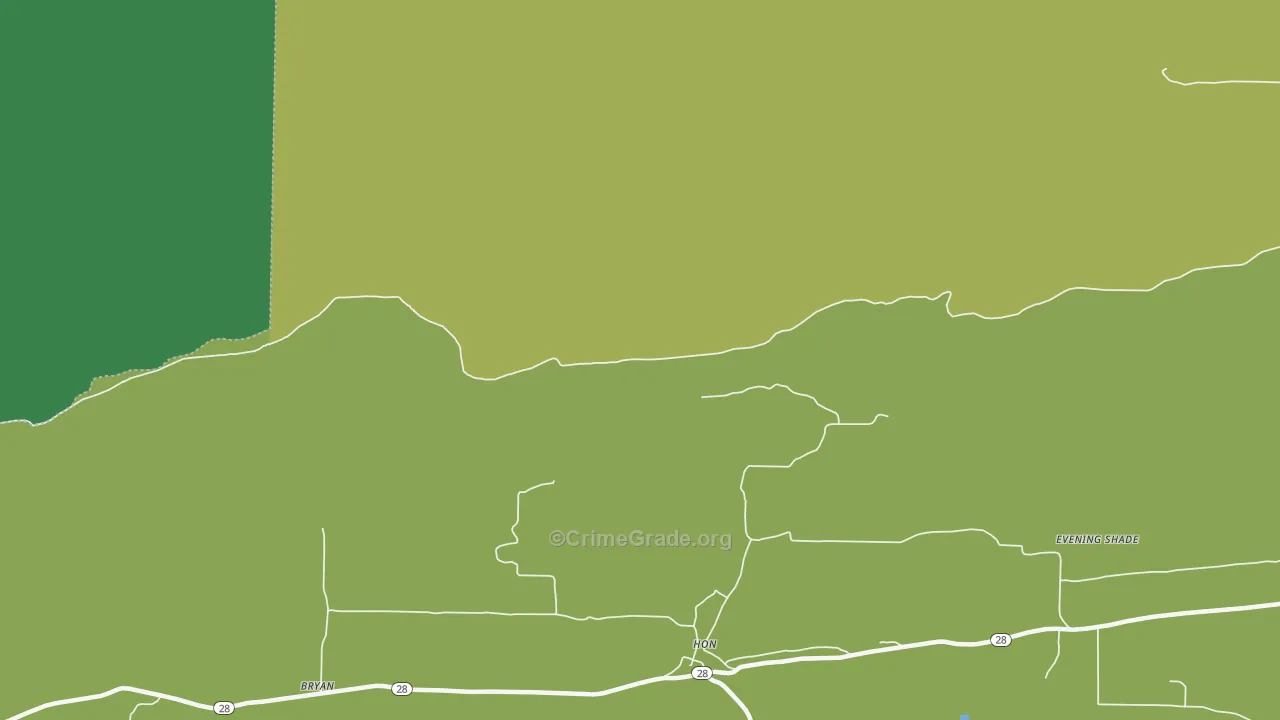 Hon, AR Map of Vehicle Theft Rates