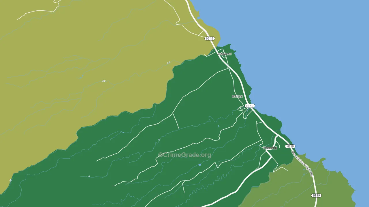 Honaunau, HI Map of Vehicle Theft Rates