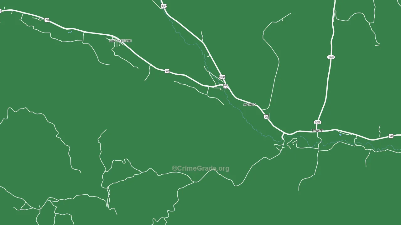 Hondo, NM Map of Vehicle Theft Rates