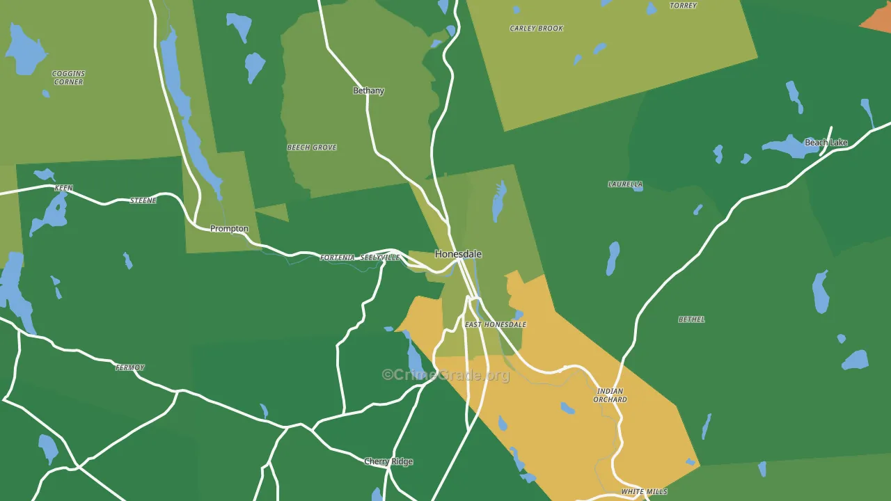 Honesdale, PA Map of Vehicle Theft Rates