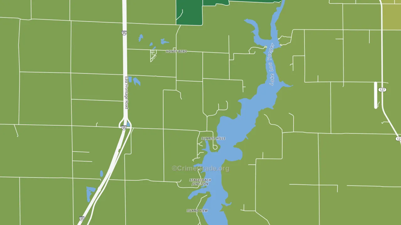 Honey Bend, IL Map of Vehicle Theft Rates