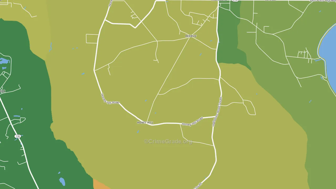 Honey Hill, NC Map of Vehicle Theft Rates