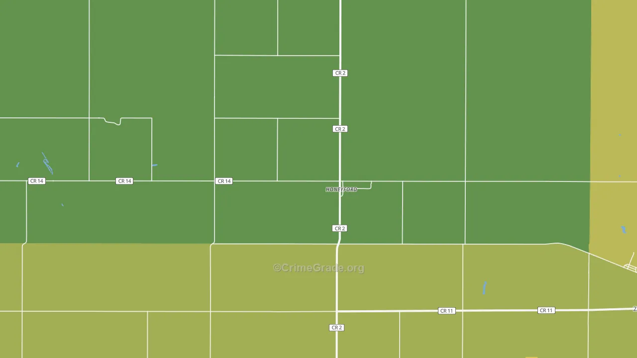 Honeyford, ND Map of Vehicle Theft Rates