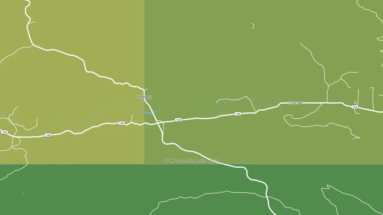 Honobia, OK Map of Vehicle Theft Rates