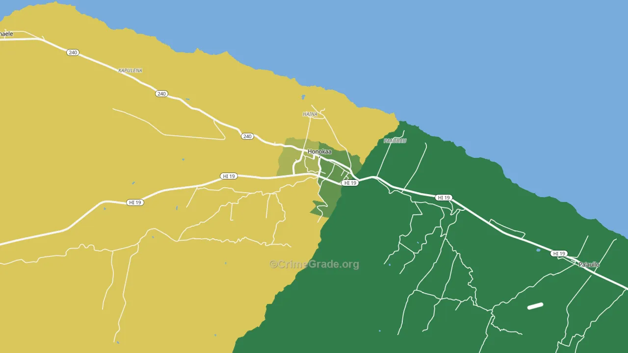 Honokaa, HI Map of Vehicle Theft Rates
