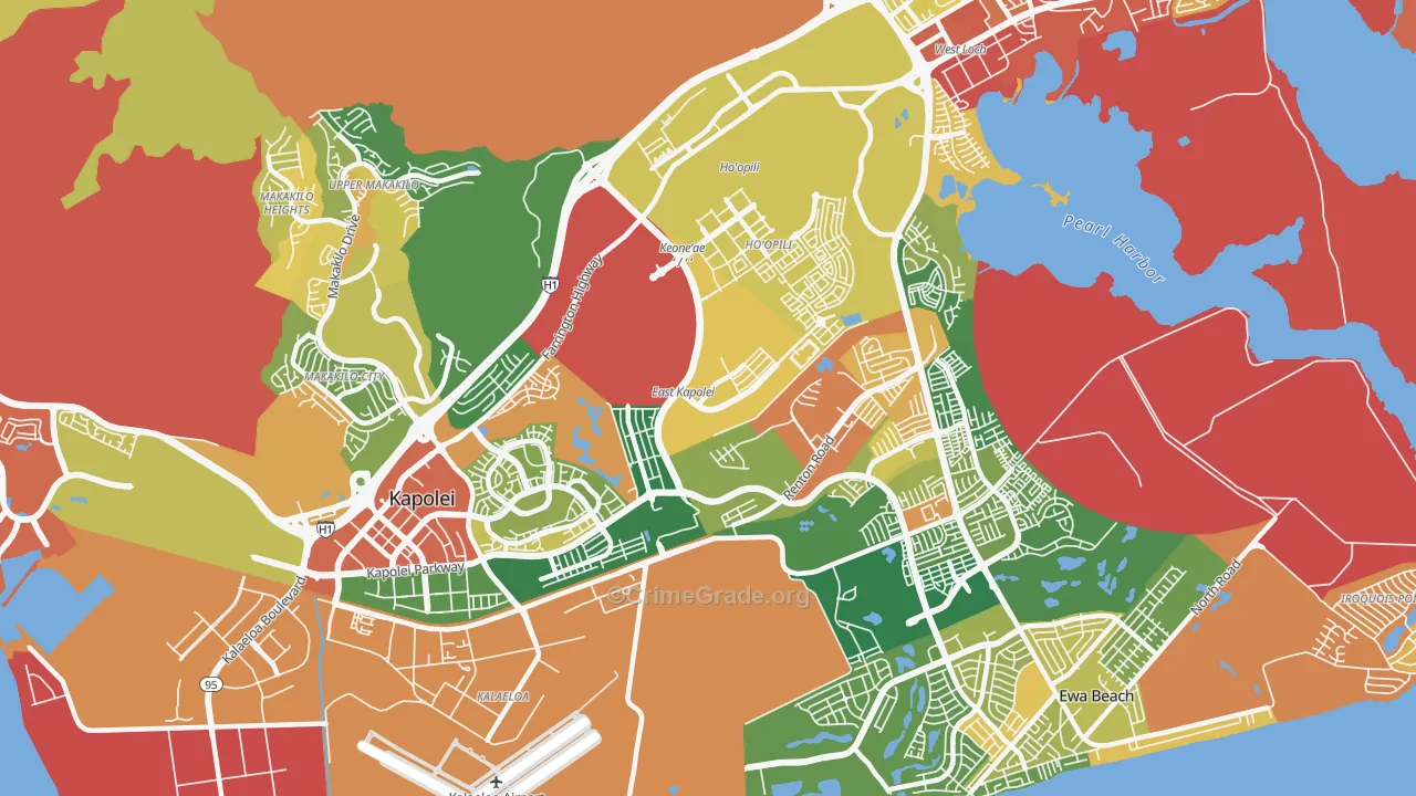 Honouliuli, HI Map of Vehicle Theft Rates