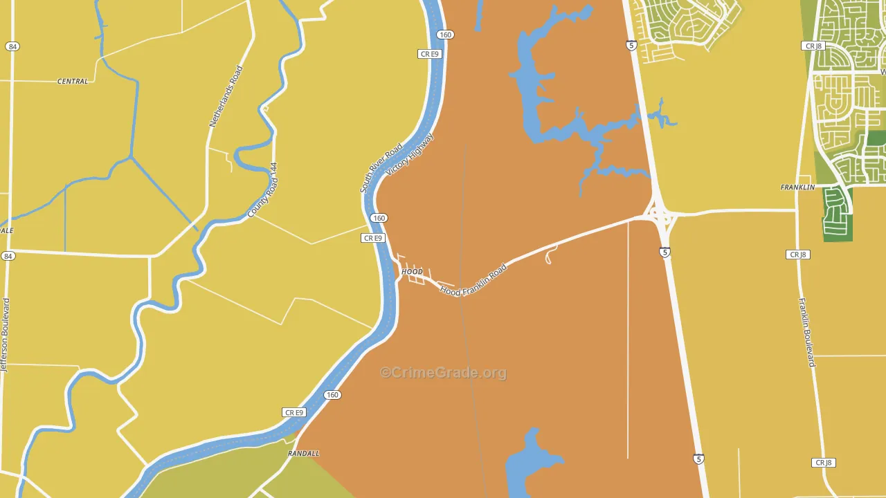 Hood, CA Map of Vehicle Theft Rates