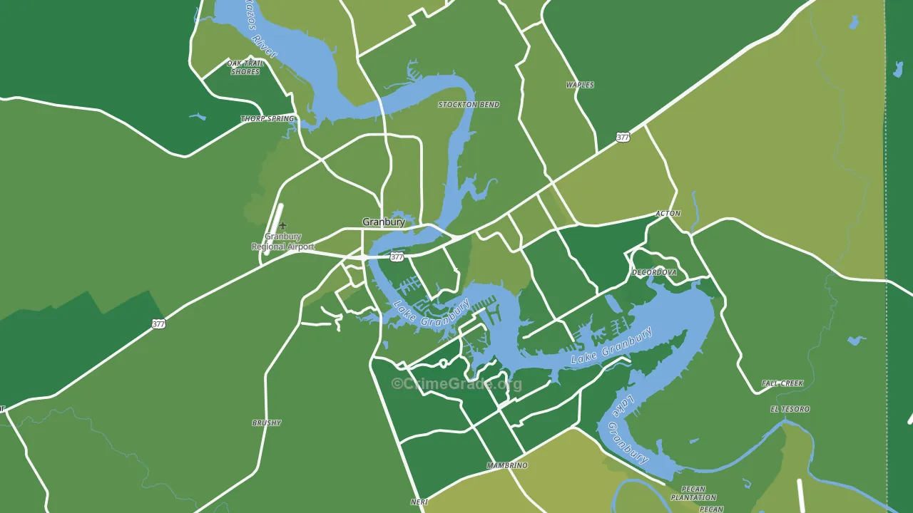 Hood County, TX Map of Vehicle Theft Rates