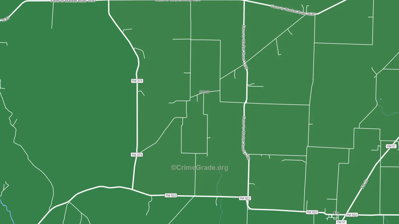 Hood, TX Map of Vehicle Theft Rates