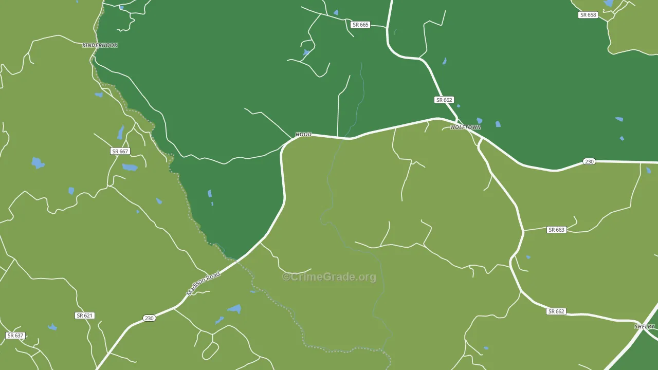 Hood, VA Map of Vehicle Theft Rates