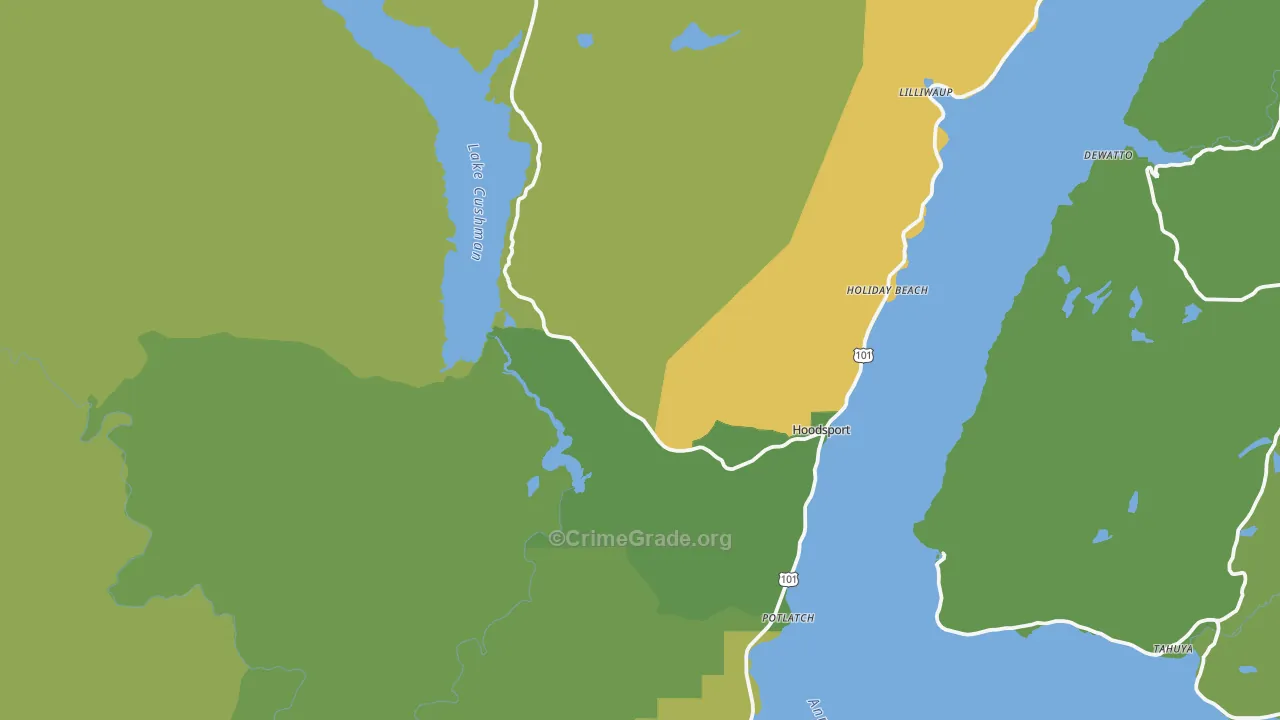 Hoodsport, WA Map of Vehicle Theft Rates
