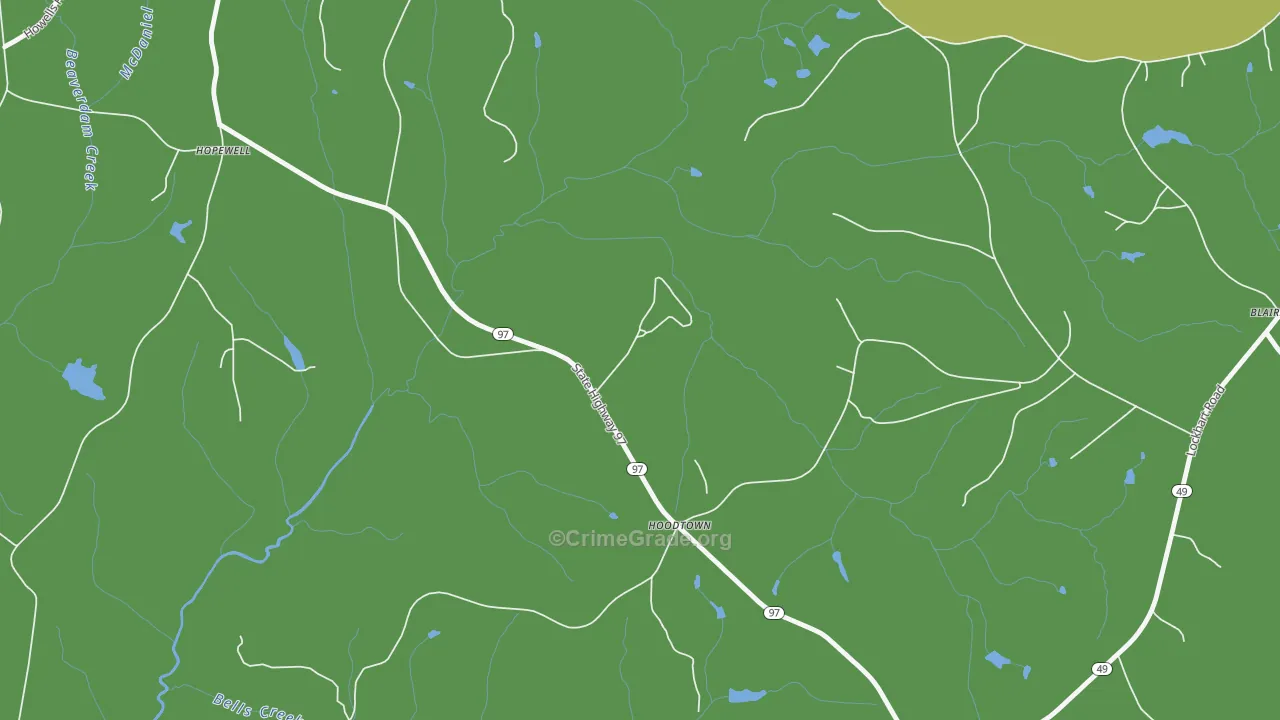 Hoodtown, SC Map of Vehicle Theft Rates