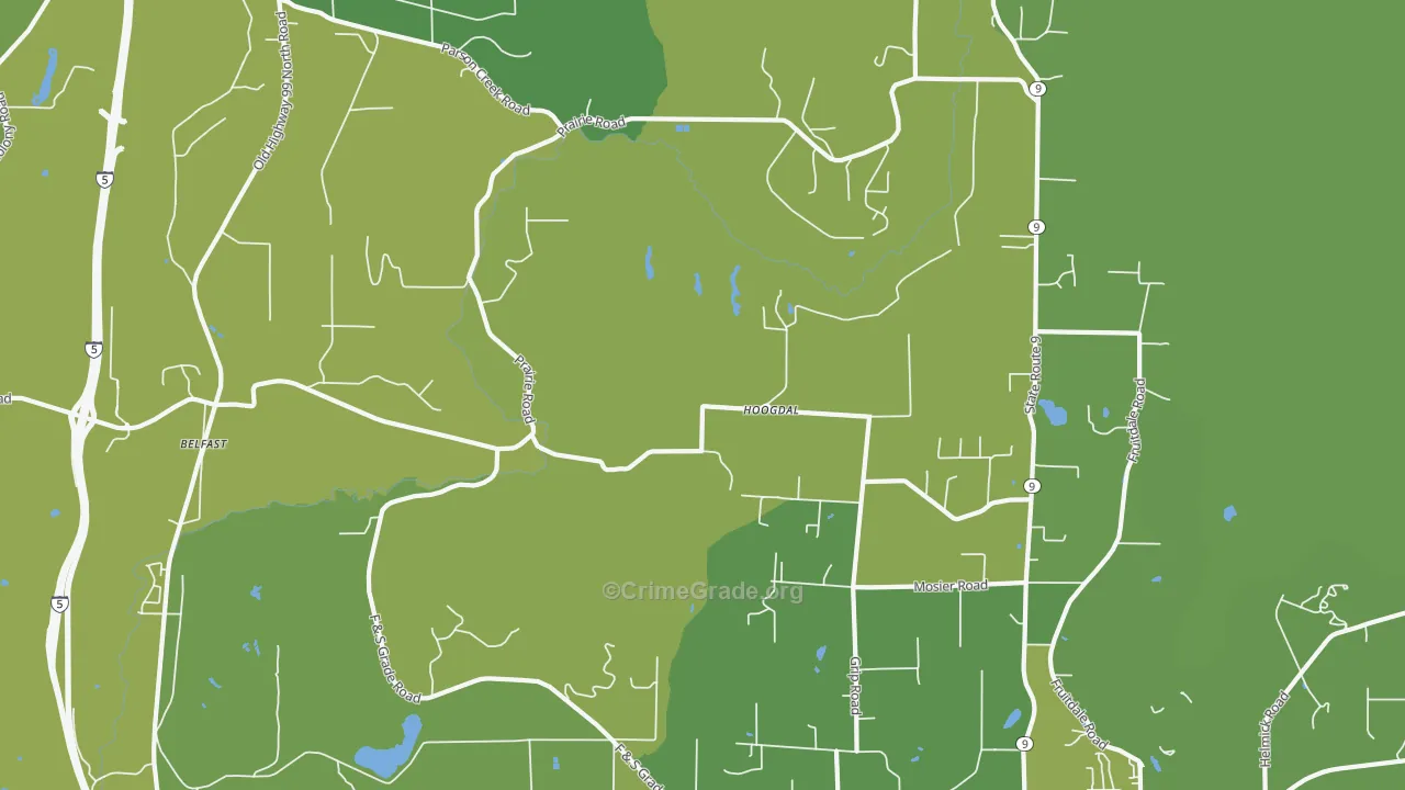 Hoogdal, WA Map of Vehicle Theft Rates