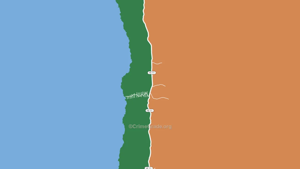 Hookena, HI Map of Vehicle Theft Rates