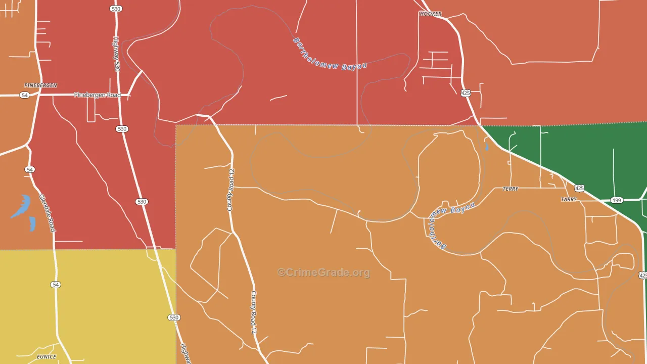 Hooker, AR Map of Vehicle Theft Rates