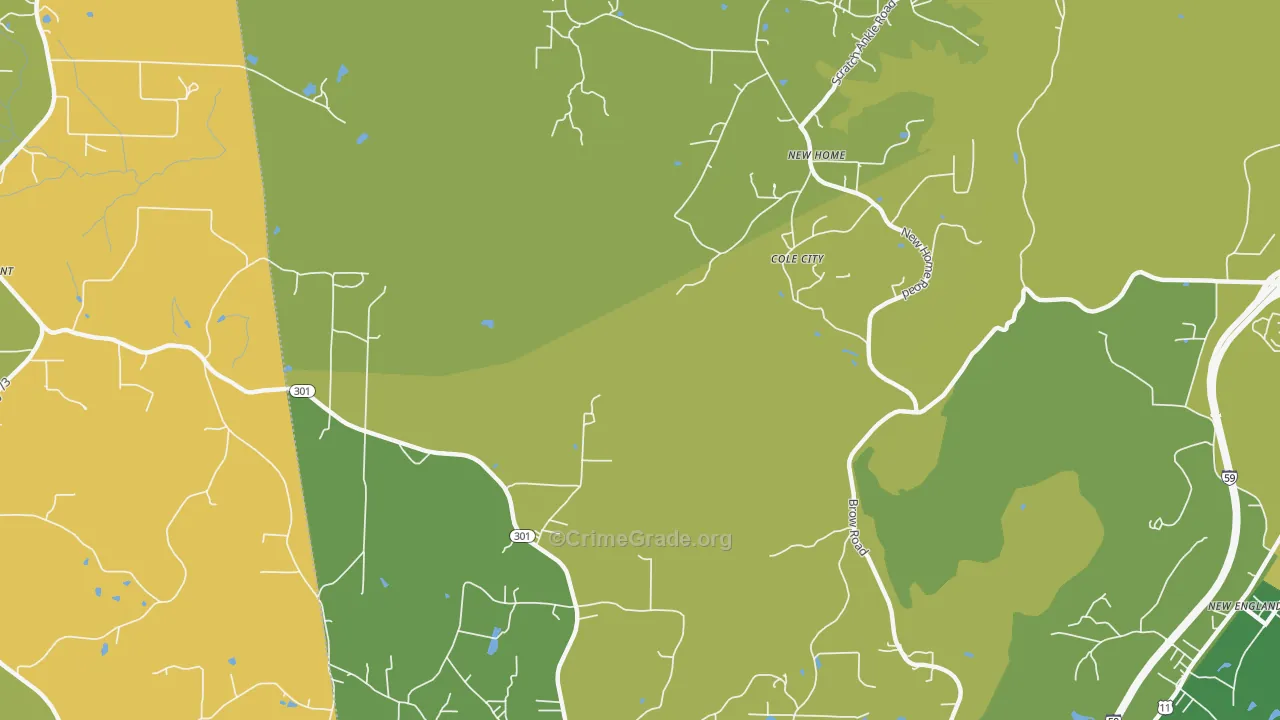 Hooker, GA Map of Vehicle Theft Rates