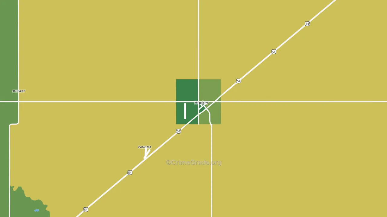 Hooker, OK Map of Vehicle Theft Rates
