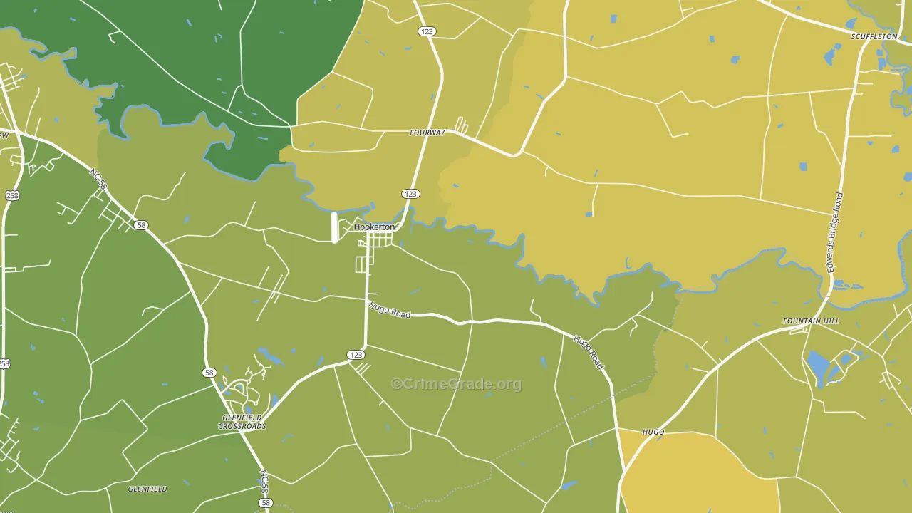 Hookerton, NC Map of Vehicle Theft Rates