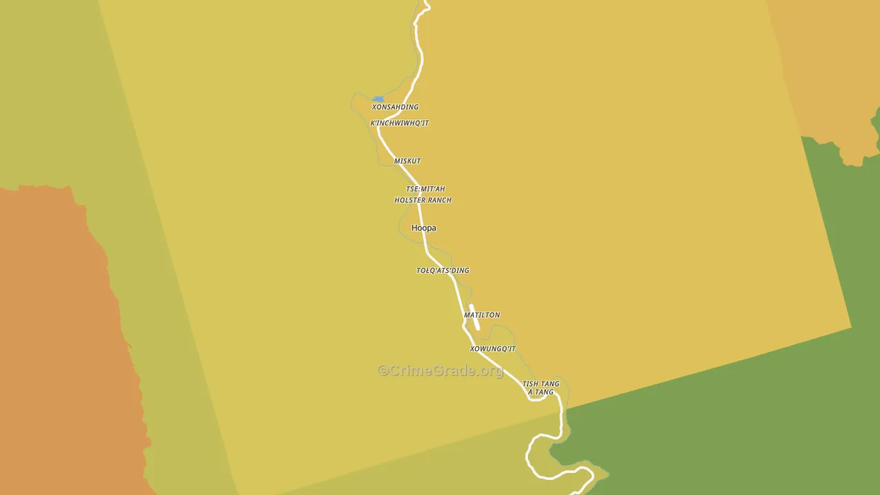 Hoopa, CA Map of Vehicle Theft Rates