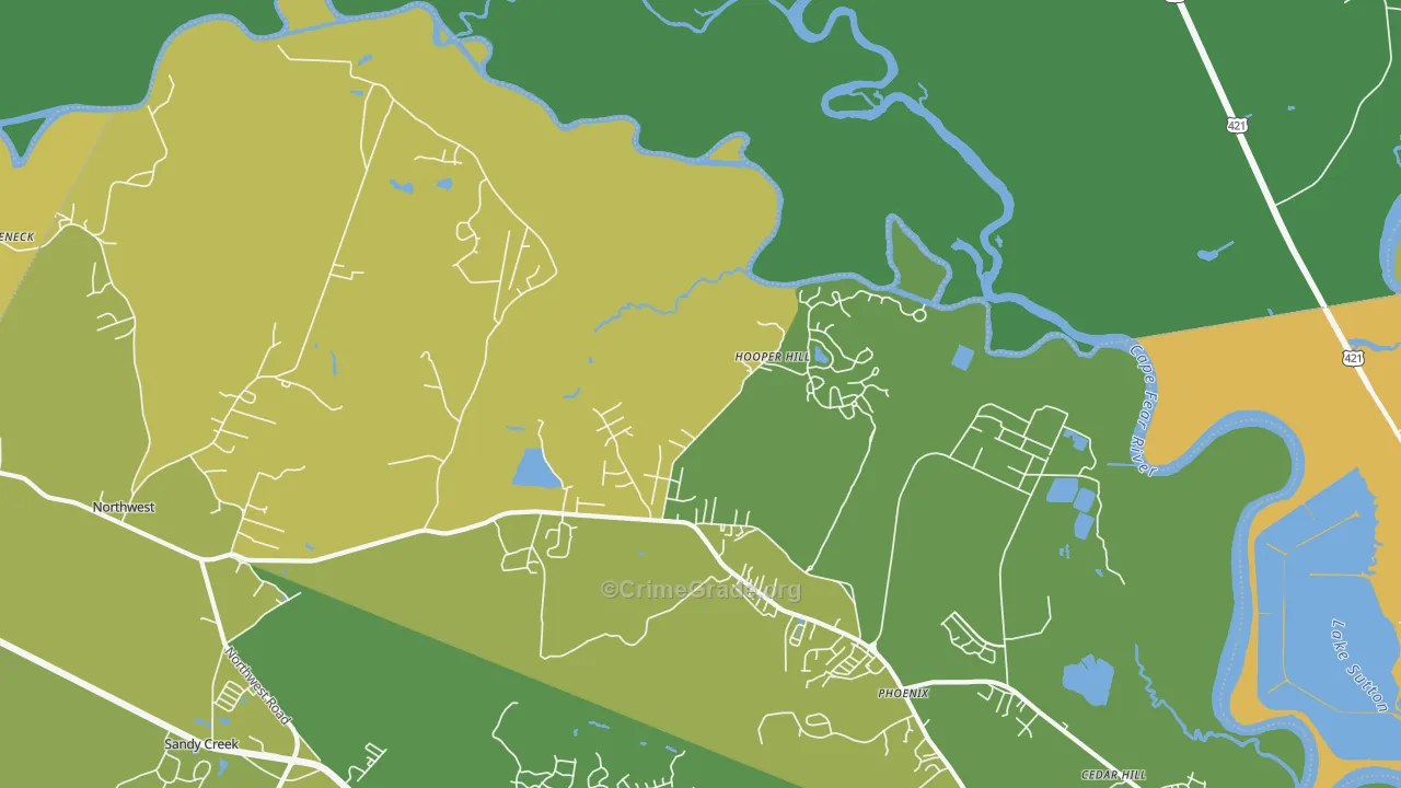 Hooper Hill, NC Map of Vehicle Theft Rates