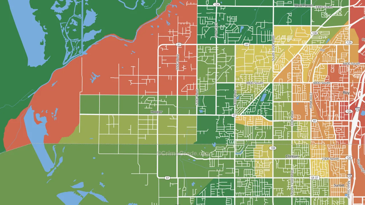 Hooper, UT Map of Vehicle Theft Rates
