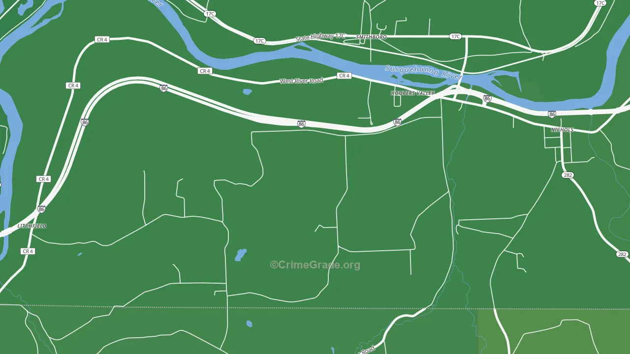 Hoopers Valley, NY Map of Vehicle Theft Rates