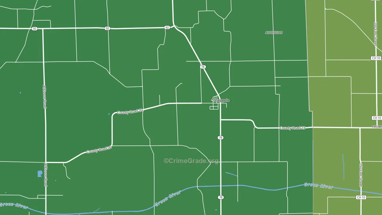 Hooppole, IL Map of Vehicle Theft Rates