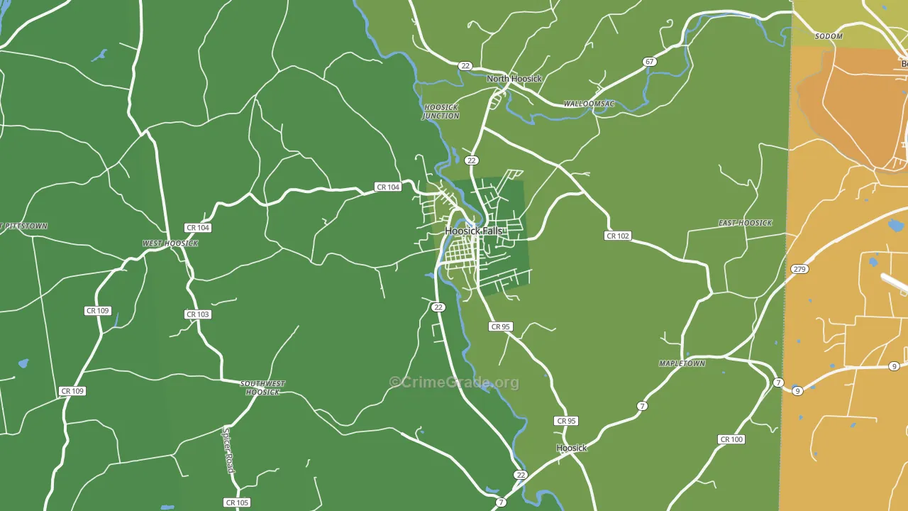Hoosick Falls, NY Map of Vehicle Theft Rates