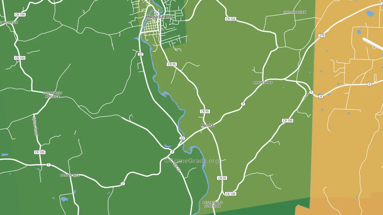 Hoosick, NY Map of Vehicle Theft Rates
