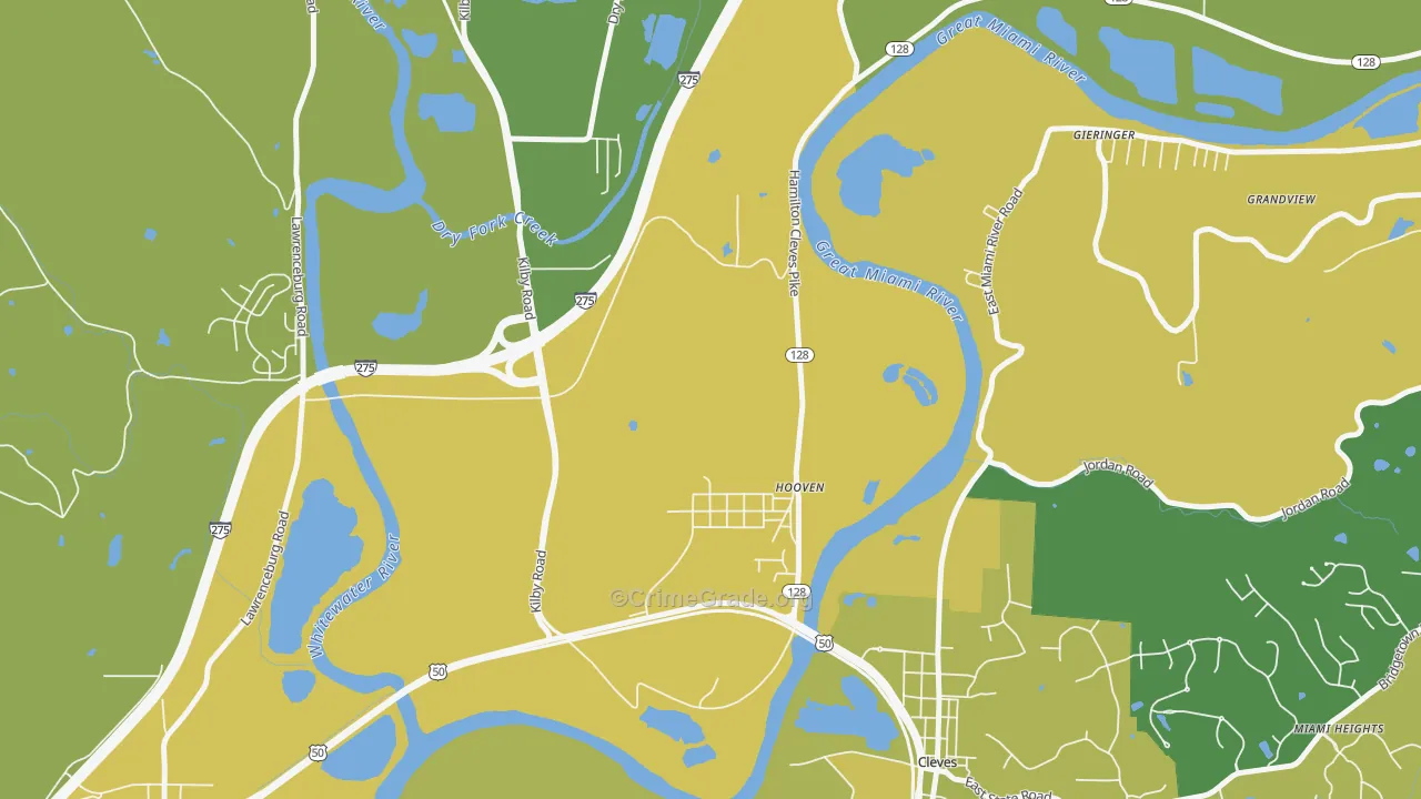 Hooven, OH Map of Vehicle Theft Rates