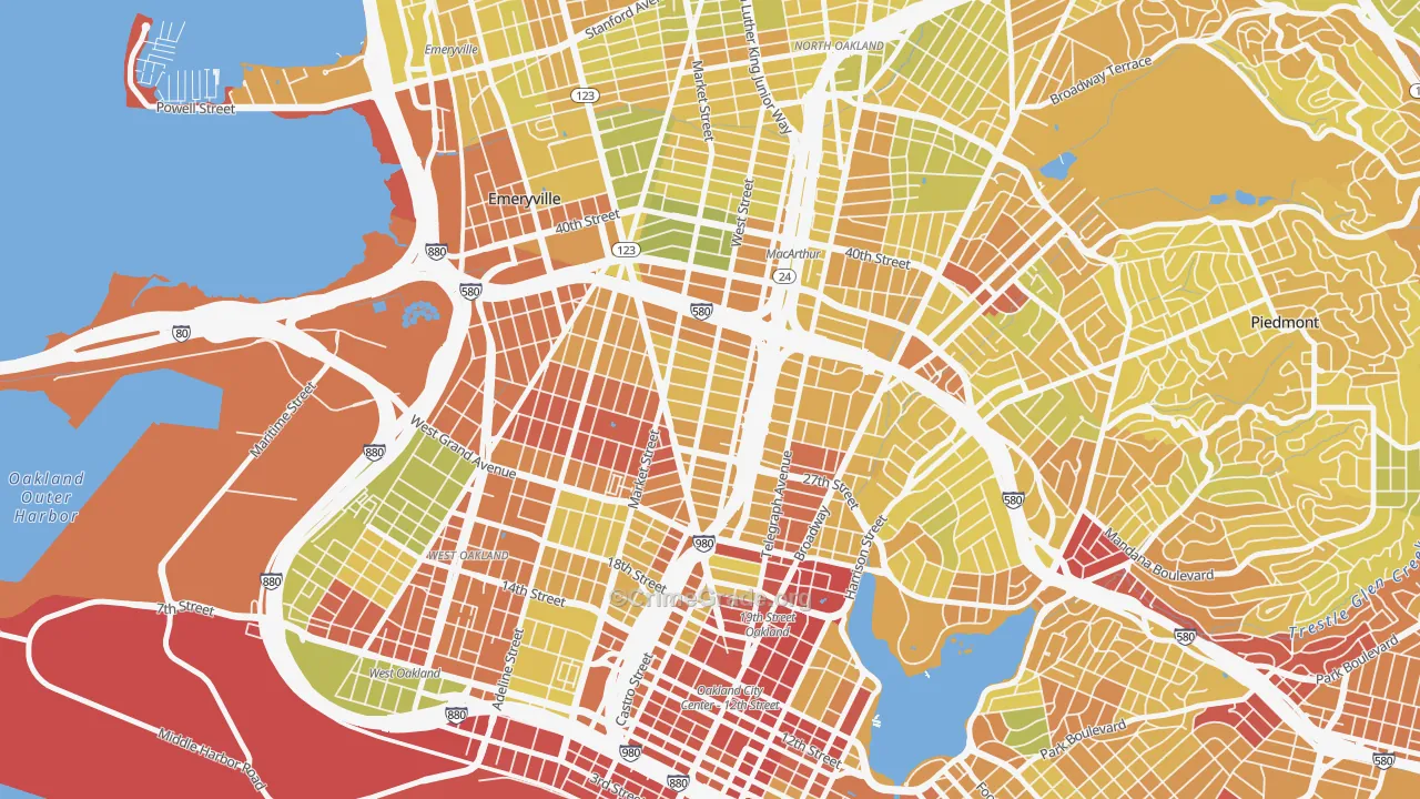 Hoover-Foster, Oakland, CA Map of Vehicle Theft Rates