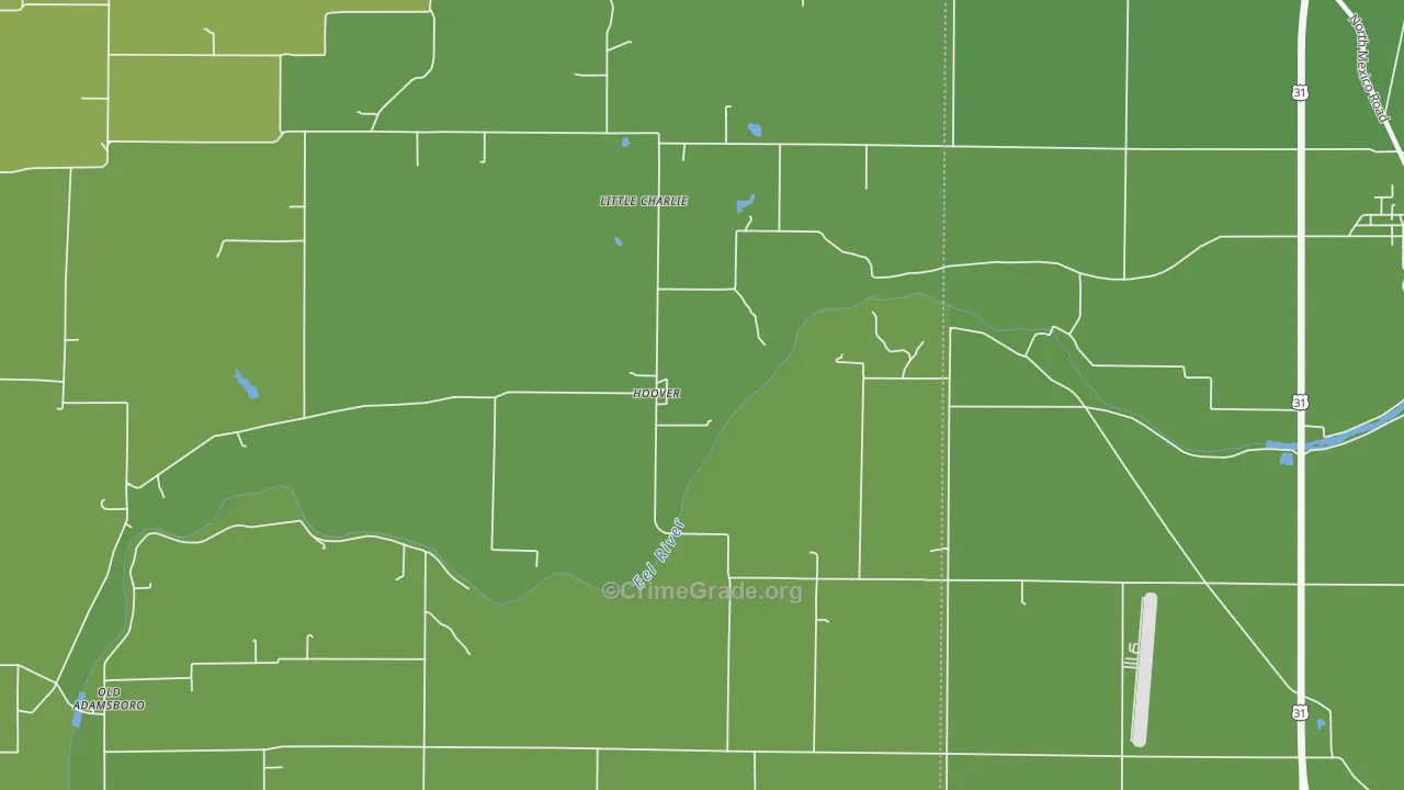 Hoover, IN Map of Vehicle Theft Rates