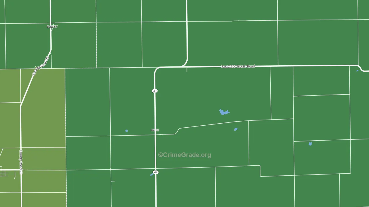 Hope, IL Map of Vehicle Theft Rates