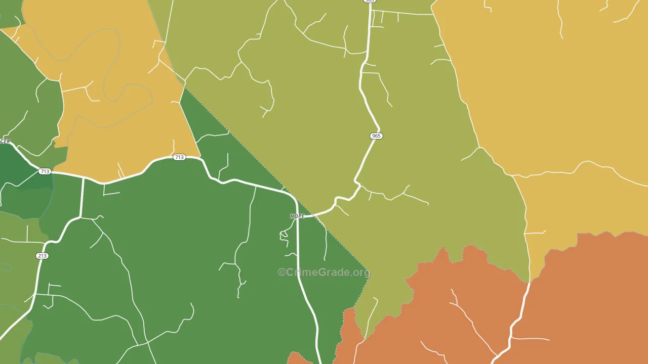 Hope, KY Map of Vehicle Theft Rates