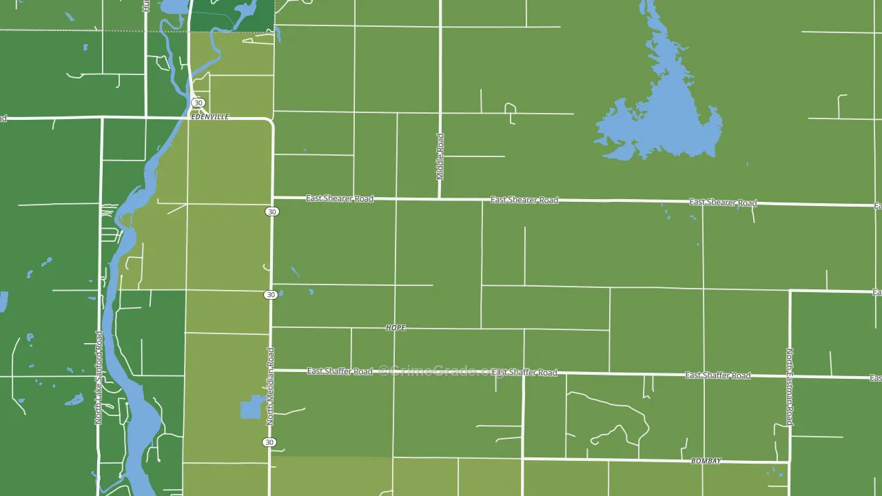 Hope, MI Map of Vehicle Theft Rates