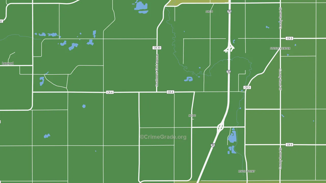 Hope, MN Map of Vehicle Theft Rates