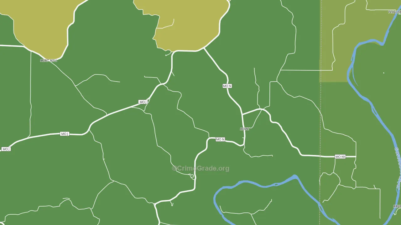 Hope, MO Map of Vehicle Theft Rates