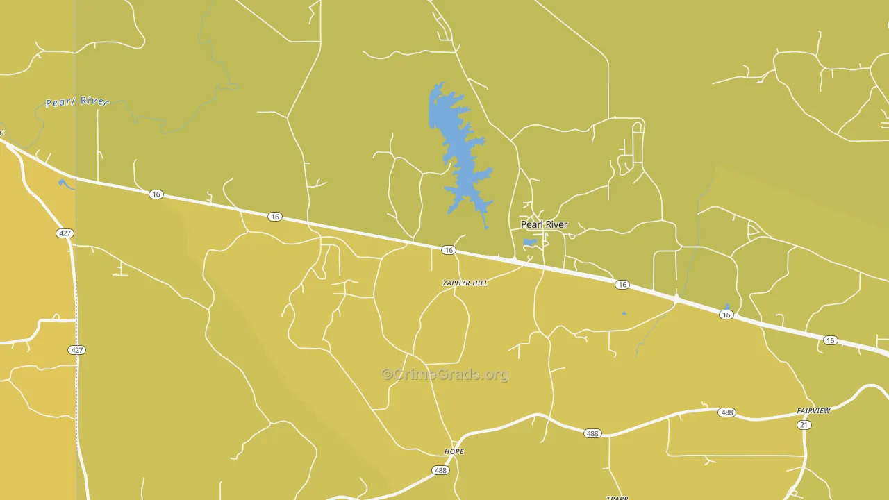 Hope, MS Map of Vehicle Theft Rates