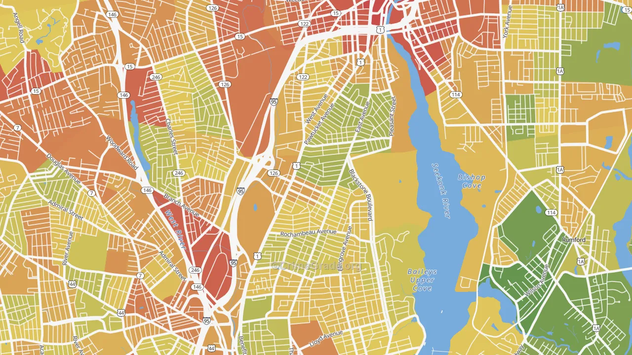 Hope, Providence, RI Map of Vehicle Theft Rates