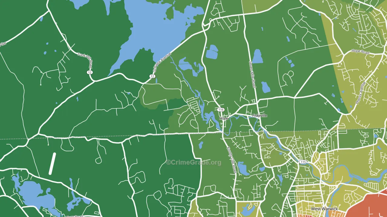 Hope, RI Map of Vehicle Theft Rates