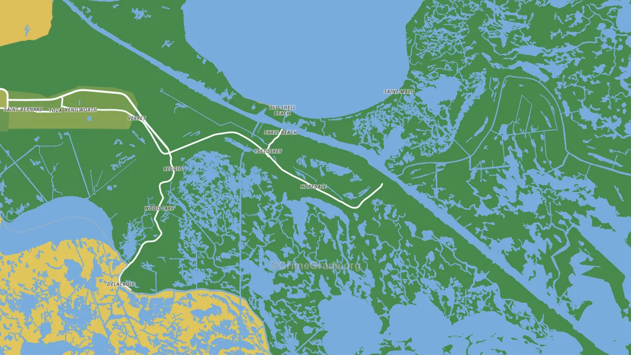 Hopedale, LA Map of Vehicle Theft Rates