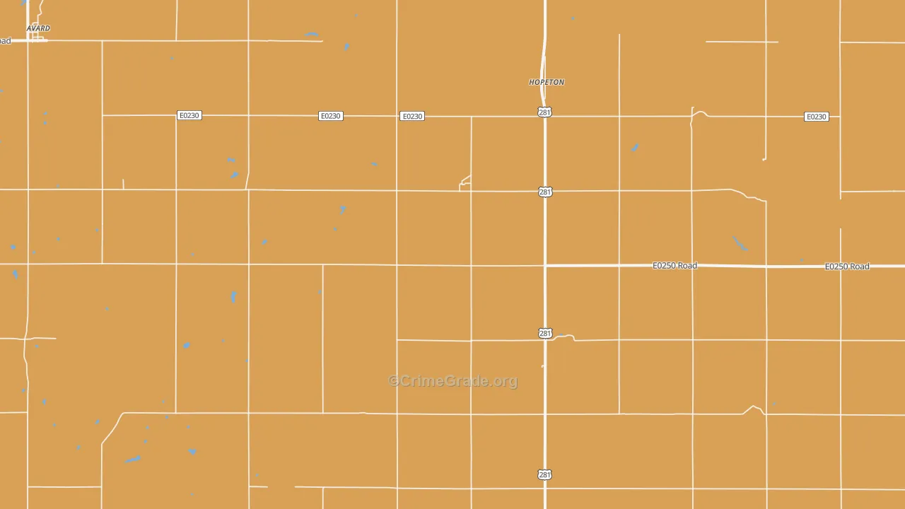 Hopeton, OK Map of Vehicle Theft Rates
